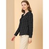 Allegra K Women's Cute Collar Checked Long Sleeve Button-Down Shirts - 4 of 4