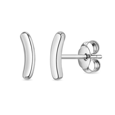 Girls' Polished Curved Bar Sterling Silver Earrings - In Season Jewelry