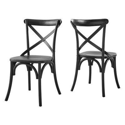 Elm Wood Black X-Brace Dining Side Chair