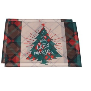 Unique Bargains Christmas Place Mats Flax Multicolor 11.8"x17.7" 2 Pcs - 1 of 4