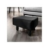 Contemporary Footstool Set Of 2pc, Black Upholstery And Wooden Legs - 3 of 4