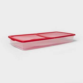 70qt Christmas Underbed Storage Box Red Lid - Wondershop™