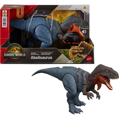 Jurassic World Rebirth Wild Roar Abelisaurus Dinosaur Toy, Tail Controlled Attack Chomp & Sound