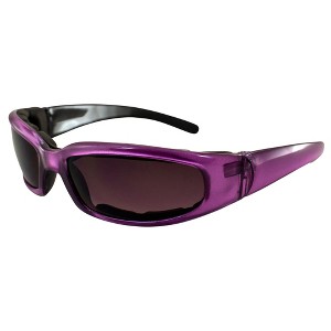 Pacific Coast Sunglasses Chix Rally Padded Motorcycle Sunglasses Translucent Purple Frames Gradient Smoke Lens - 1 of 4