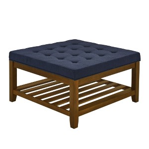 NicBex Modern 33.5" Square Wood Coffee Table with Linen Tufted Top and Open Shelf for Living Room and Office - 1 of 4