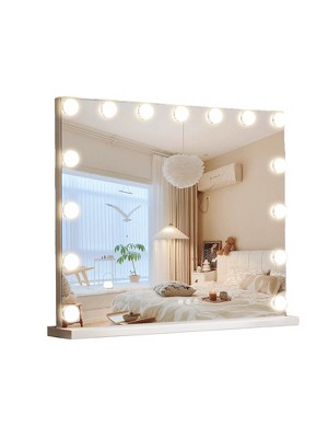 Fenchilin Vanity Hollywood Lighted Makeup Mirror with 15 Dimmable LED Bulbs for Dressing Room and Bedroom, Tabletop or Wall-Mounted, 22.8 x 18.1