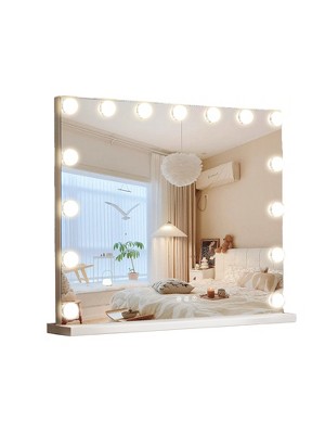 Fenchilin Hollywood Vanity Makeup Mirror with Lights Metal Tabletop White  14.5 x 18.5