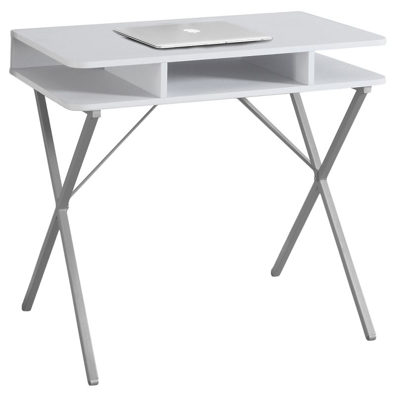 White Top Computer Desk - Silver Metal - EveryRoom, 1 of 7