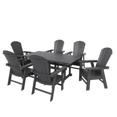 WestinTrends 7 Piece Outdoor Patio Dining Table and Adirondack Armchair Set