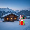 Gymax 6' Inflatables Xmas Santa Claus & Helicopter on Gift Box w/ 3 Cold White LED Lights & Water Bags Waterproof Outdoor Settings - 3 of 4