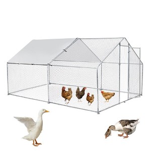 Large Metal Chicken Coop, Chicken Coop Run for Yard Outdoor Walk-in Hen House with Waterproof Cover, Farm Poultry Cage - 1 of 4