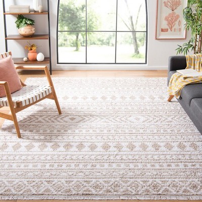Augustine Ivory Beige Synthetic Square Area Rug, 6'4"