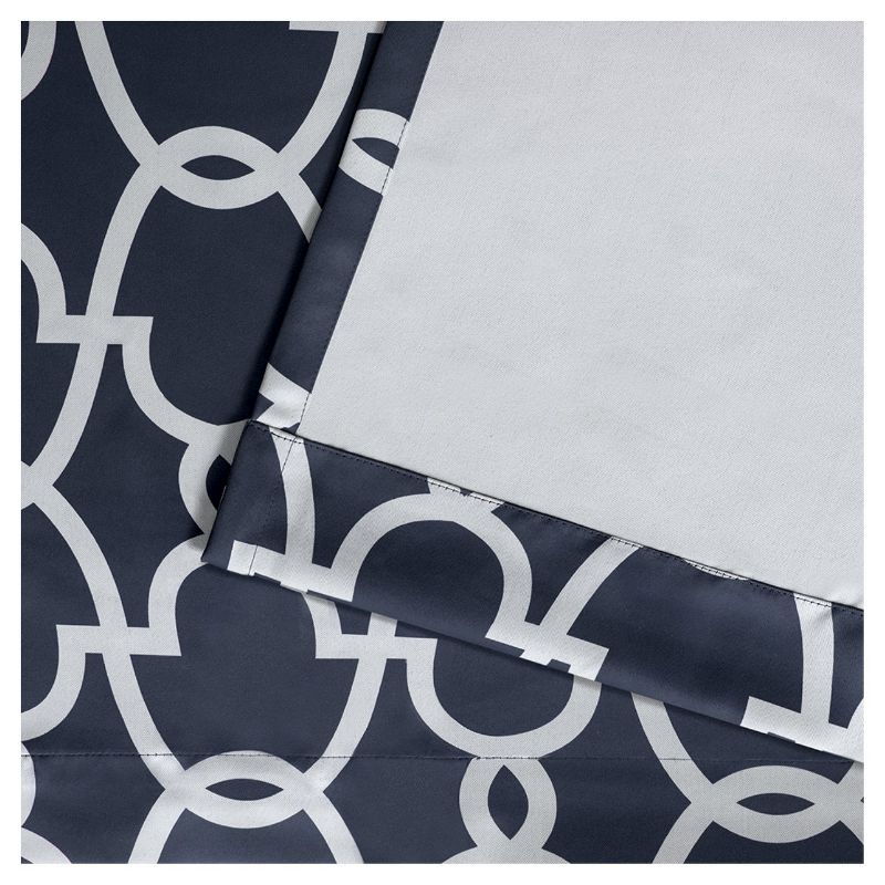 2pk 52&#34;x96&#34; Room Darkening Gates Sateen Woven Curtain Panels Blue - Exclusive Home: Navy, Thermal Insulated, Geometric Pattern, Grommet Top, 5 of 8