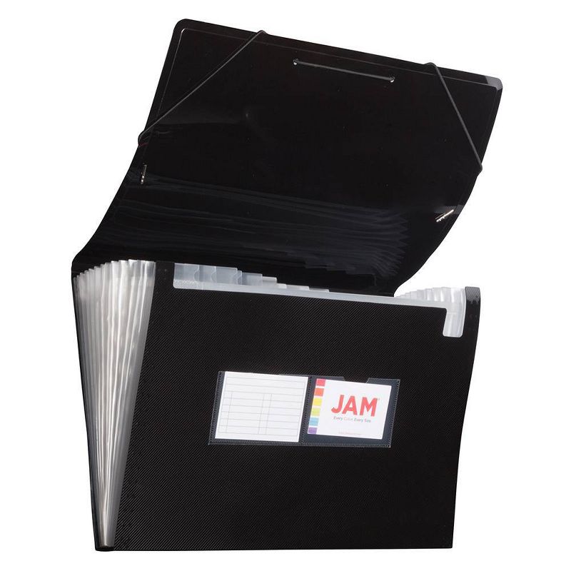 JAM Paper 10" x 15" 13 Pocket Plastic Expanding File Folder - Legal Size - Black, 1 of 5