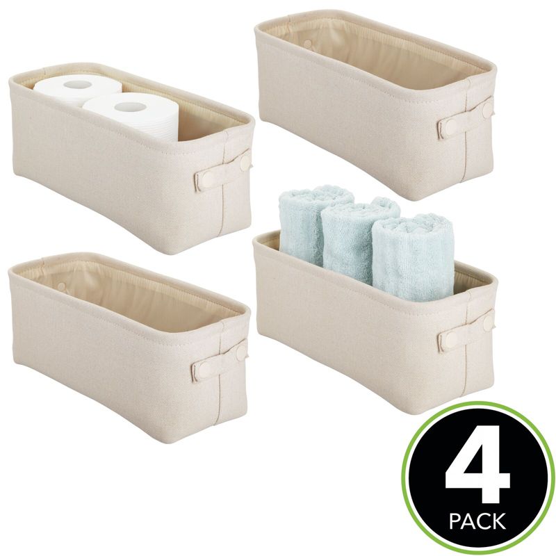 mDesign Cotton Fabric Bathroom Storage Organizer Bin - 4 Pack, 2 of 9