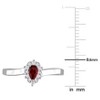 EVERLY JEWELRY | Sterling Silver 1/4 CT TGW Garnet and 1/10 CT TDW Diamond Teardrop Halo Ring - 4 of 4