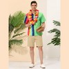 Lars Amadeus Men's Summer Striped Patchwork Short Sleeves Button Down Hawaiian Shirt - 3 of 4