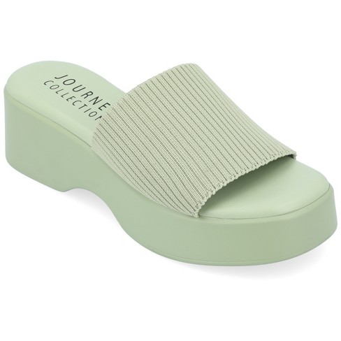Journee Collection Womens Emani Comfort Platform Slip On Sandal 10 : Target