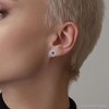 Pompeii3 .70CT Diamond & Blue Sapphire Clover Studs Earrings 14K White Gold - 4 of 4