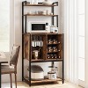 Wine Bar Rack Cabinet, Freestanding Wine Cabinet with Glass Rack Wine Bottle Holders, Industrial Bakers Rack - 3 of 4