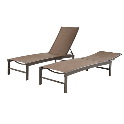 2pk Outdoor Five Position Adjustable Aluminum Chaise Lounges Brown - Crestlive Products - image 1 of 4