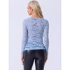 INSPIRE CHIC Women's See-Through Cut Out Long Sleeve Fitted Lace Floral Top - 3 of 4