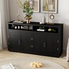 Farmhouse Buffet Cabinet, 4-door Classic Sideboard With Open Storage And Adjustable Shelves, Wine Cabinet Console Table, Kitchen Storage Cabinet - 3 of 4