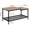 Coffee Table Industrial Living Room Table 2-Tier Rustic Center Table with Mesh Shelf Rectangle Storage Cocktail Table Metal Frame Easy Assemble Brown - 2 of 4