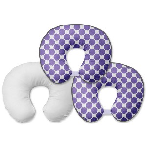 Bacati - 3 pc Ikat Zigzag Purple Dots Muslin Hugster Feeding & Infant Support Nursing Pillow Nursing Pillow with Insert - 1 of 4