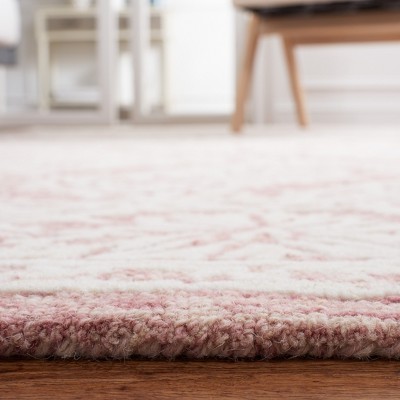 Pink and Ivory Hand-Tufted Wool Floral Area Rug
