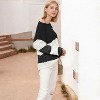 Anna-Kaci Women's Off-Shoulder Color Block Knit Sweater with Long Sleeves - 2 of 4