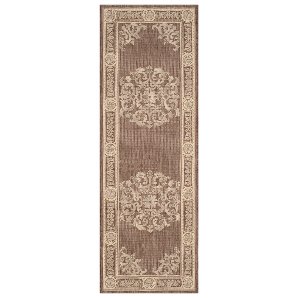2'3inX12' Runner Outdoor Patio Rug Chocolate/Natural - Safavieh