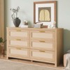 6 Drawer Rattan Dresser for Bedroom, Natural Wood Dresser Chest with Ample Storage, Boho Modern Dresser - 2 of 4