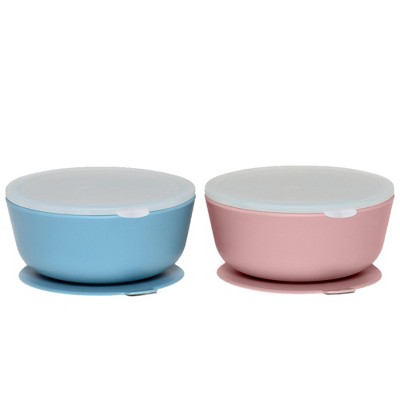 Weesprout Suction Bowls for Baby & Toddlers, 100% Silicone with Plastic Lid, 12 oz, Set of 2