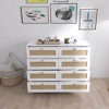 White Color 8 Drawers Chest of Drawers with Rattan Drawer Face Golden Legs and Handles - 2 of 4