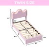 Homhougo Twin Bed Frames Lamb Velvet Twin Beds Cute Platform Bed Frame for Girls, Boys,Sturdy Platform Bed Pink - 2 of 4