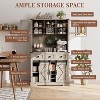 Coucheta 72" Farmhouse Bar Cabinet with Sliding Barn Door, Tall Kitchen Buffet with Storage Hutch and 3 Drawer, with Wine & Glasses Rack - 3 of 4