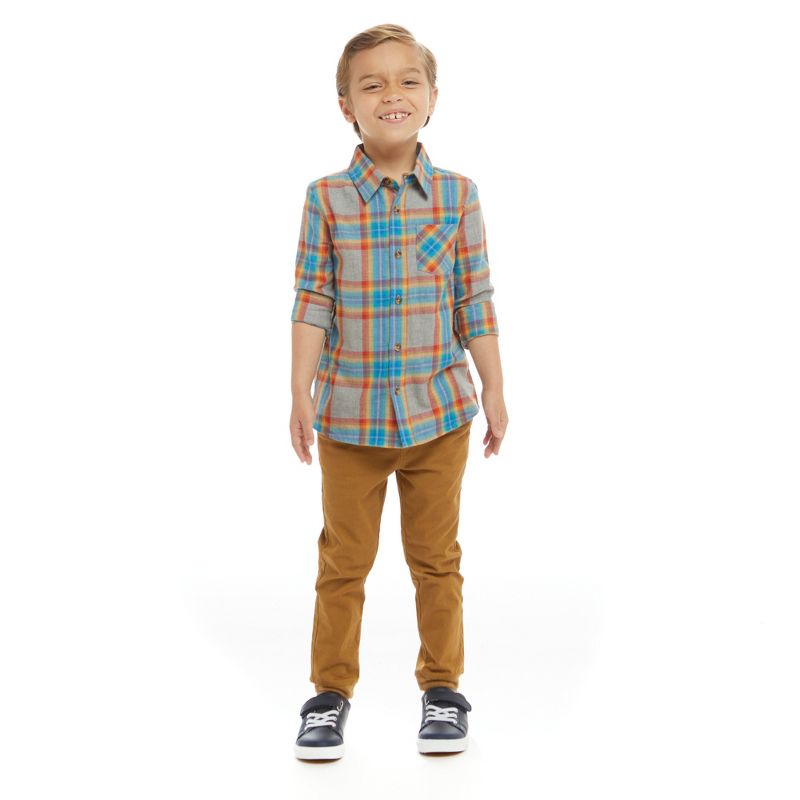 Andy & Evan  Toddler Heather Grey Plaid Ultra Soft Buttondown, 2 of 6