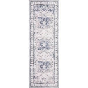 Machine Washable Area Rug - Lightweight Low Pile Chenille Carpet with Non-Slip Backing Boho Print Decorative Rug for Living Room Bedroom Dining Room - 1 of 4