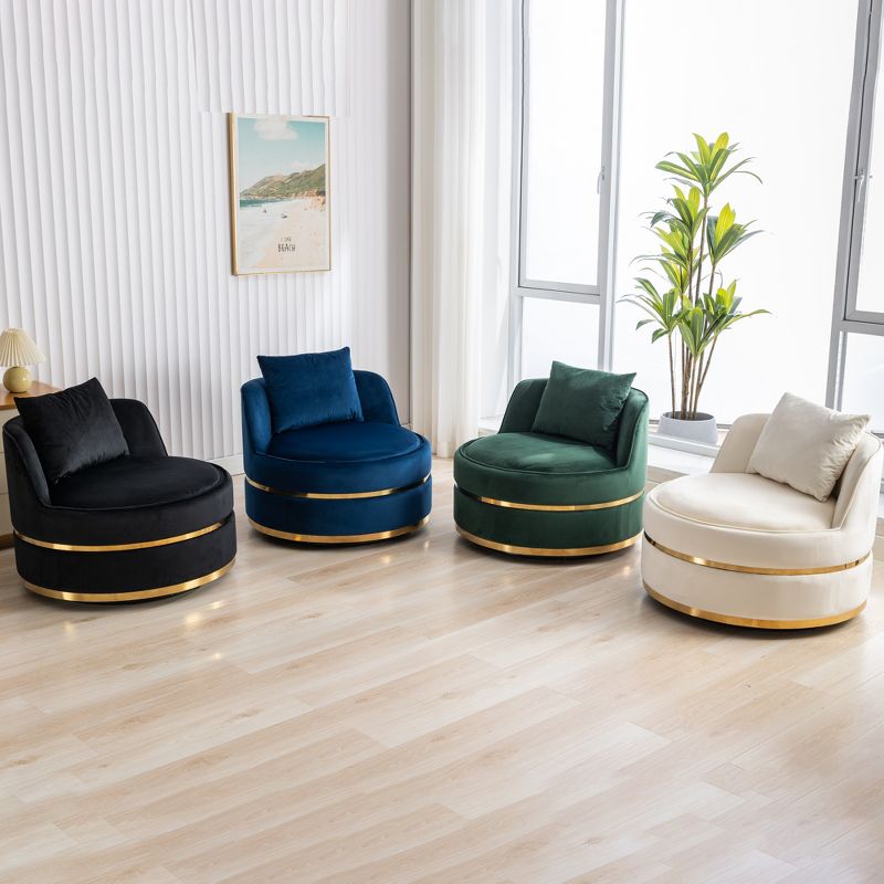360 Degree Swivel Accent Chair, Velvet Upholstered Barrel Chair with Cushion-ModernLuxe, 3 of 15