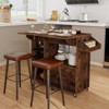 Costway Drop Leaf Kitchen Island Cart with Power Outlet Mobile Buffet Storage Cart with Microwave Shelf - 3 of 4