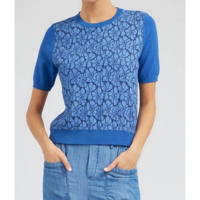 Women's Short Sleeve Lace Overlay Sweater - current air