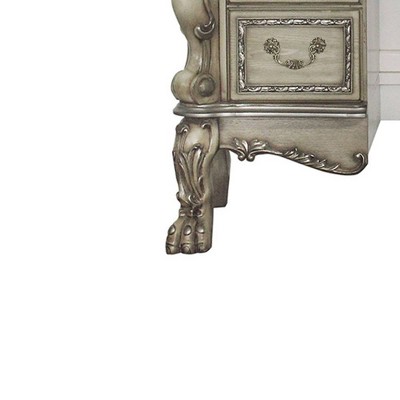 63" Vintage Bone White Ornate Vanity Desk with Claw Legs