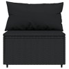 Patio Middle Sofa with Cushions  Poly Rattan vidaXL - 3 of 4