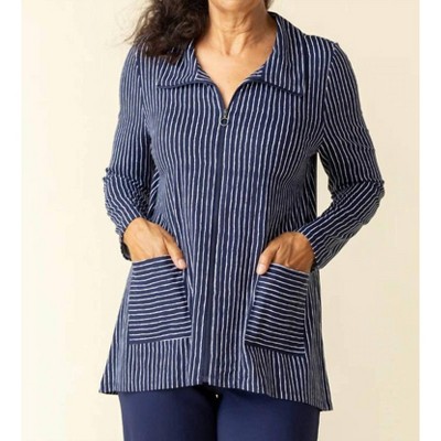Women's Striped Bamboo Zip Jacket - habitat