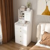 KTMBDW 3-in-1 Vanity Desk with LED Mirror and Cushioned Stool, Compact Makeup Vanity with 4 Drawers, Storage Cabinet & Hidden Stool for Bedroom, White - 2 of 4