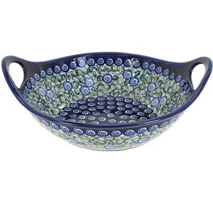 Blue Rose Polish Pottery 1813 Zaklady Small bowl with Handles - 1 of 1
