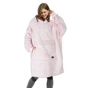 Catalonia Women's Blanket Hoodie Sweatshirt, Cozy Comfortable Fluffy Soft Fleece Lounging Pullover, Warm Fleece Hooded with Pockets Gift for Adult - 1 of 4