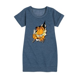 - Garfield - Peeking Out Graphic Short Sleeve Fleece Dress - 1 of 4