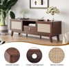 Rbied Rattan TV Stand for TVs, Wood TV Stand Mid Century Modern TV Stand TV Media Console with Drawer and 2 Cabinets, Boho Entertainment Center - 3 of 4